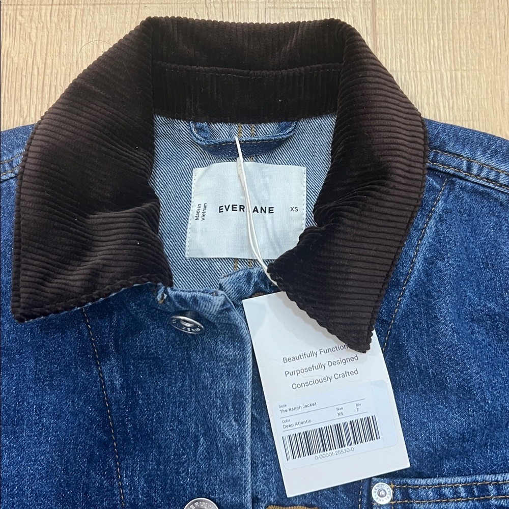 NWT Everlane The Ranch Denim/Jean Jacket with Corduroy Collar - Picture 3 of 6
